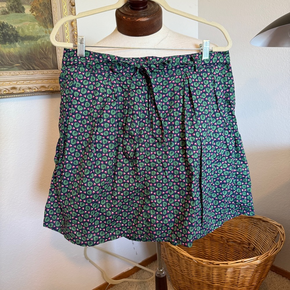 GAP Blue Mini Skater Skirt with Pleated Tie Front